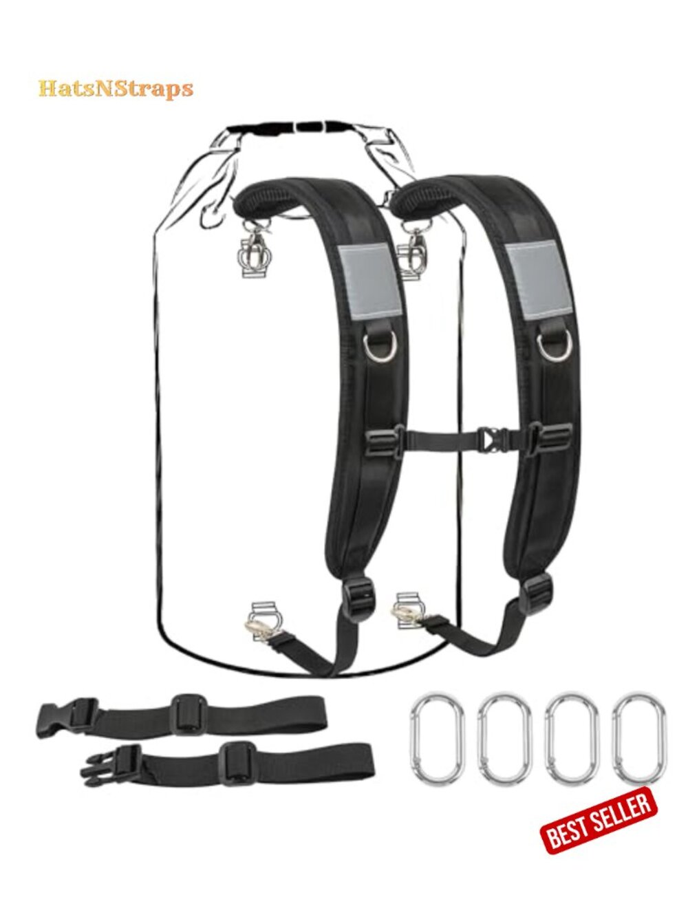 Adjustable Padded Backpack Straps with Metal Clips Replacement Dry Bag Straps